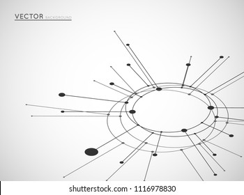 abstract technology background circles with dots in isometric perspective, hud display