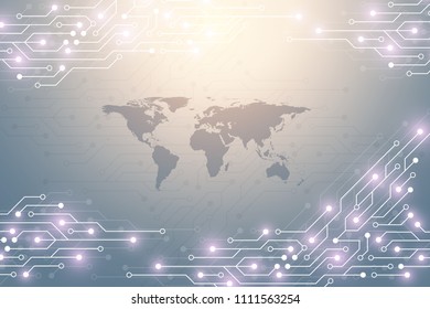 Abstract technology background with circuit board texture. Graphic design electronic motherboard. Communication and engineering concept. Vector illustration
