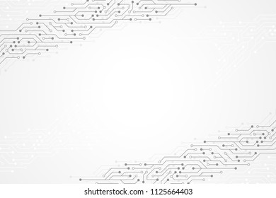 Abstract technology background with circuit board texture. Graphic design electronic motherboard. Communication and engineering concept. Vector illustration