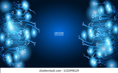 Abstract technology background. circuit board circle hi-tech. blue background .vector