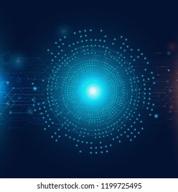 Abstract technology background, circuit board on dark blue color. hi-tech or digital future technology concept. vector illustration.