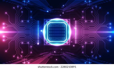 Abstract technology background with circuit board and microchip. Vector illustration.