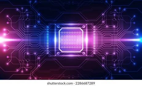 Abstract technology background with circuit board and microchip. Vector illustration.