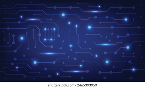 abstract technology background. circuit board with blue light glowing