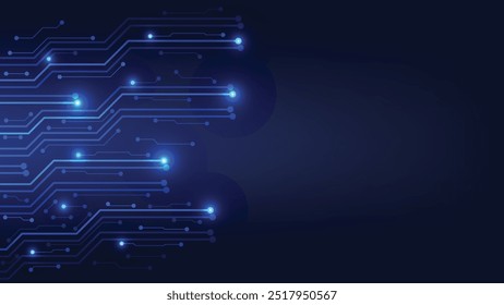 abstract technology background with circuit board and blue light