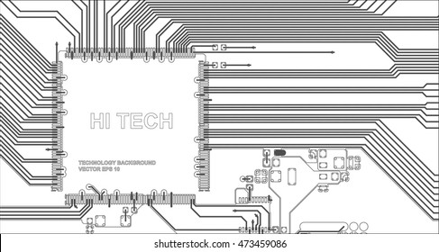 Abstract technology background with a circuit board texture. Hi-tech vector Illustration.