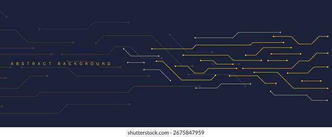 Abstract Technology Background with Circuit Lines on a Dark Blue Surface