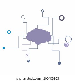 Abstract technology background with cloud over the white