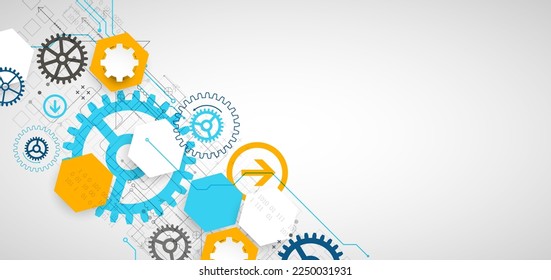 Abstract technology background. Cogwheels ART theme. Vector illustration