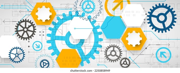Abstract technology background. Cogwheels ART theme. Vector illustration