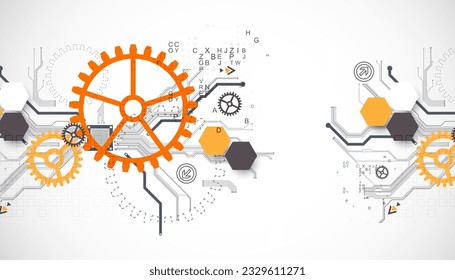 Abstract technology background. Cogwheels ART theme. Vector illustration