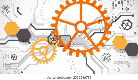 Abstract technology background. Cogwheels ART theme. Vector illustration