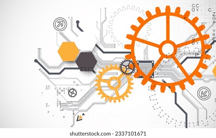 Abstract technology background. Cogwheels ART theme. Vector illustration