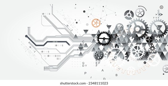 Abstract technology background. Cogwheels ART theme. Vector illustration