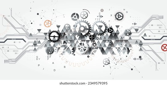 Abstract technology background. Cogwheels ART theme. Vector illustration