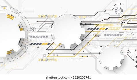 Abstract technology background. Cogwheels ART theme.  Hand drawn Vector illustration