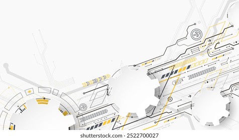 Resumo da tecnologia. Tema de Cogwheel ART.  Ilustração de vetor desenhada à mão