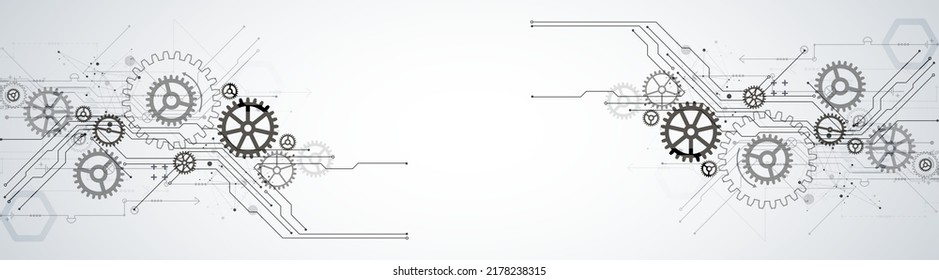 Abstract technology background. Cogwheels theme. Vector illustration