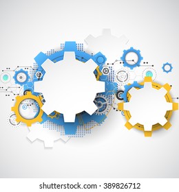 Abstract technology background. Cogwheels theme. Vector illustration