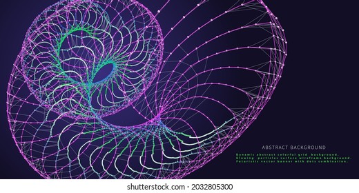 Resumen del fondo de la tecnología con la rejilla de color girando sobre el azul oscuro. Concepto de negocios, ciencia y tecnología.