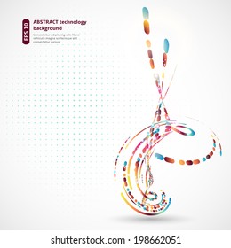 Abstract technology background with colored geometric elements and lines