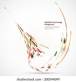 Abstract technology background with colored rectangles and lines