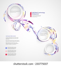 Abstract technology background with colored rectangles and lines