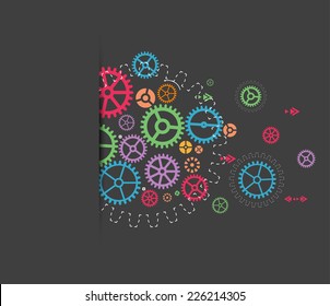 Abstract technology background with colorful gears. Vector illustration