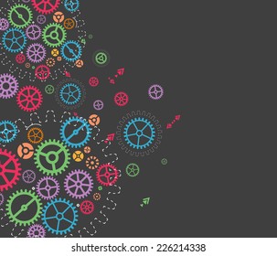 Abstract technology background with colorful gears. Vector illustration