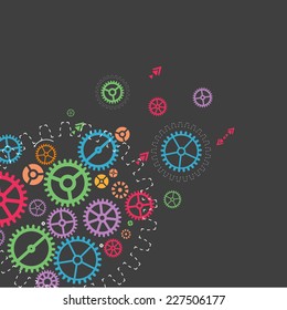 Abstract technology background with colorful gears. Vector illustration