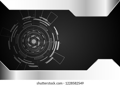 abstract technology background concept circle circuit digital metal gray on hi tech future design