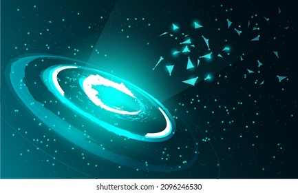 Abstract technology background concept. Circle movement pattern and motion blur over dark blue background.