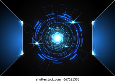 abstract technology background concept circle circuit digital metal blue on hi tech future design