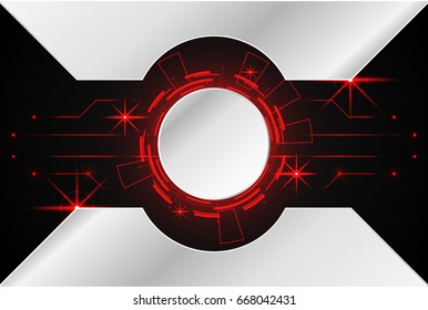 abstract technology background concept circle circuit digital metal red on hi tech future design