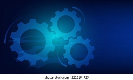 abstract technology background concept. gear wheel with blue lighting show progress and teamwork