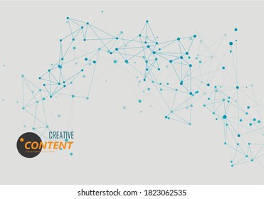 Abstract technology background. Connect dots lines blue. Vector illustration