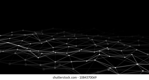 Abstract technology background with connecting dots and lines. Low poly shape.