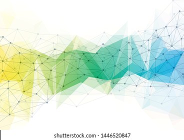 Abstract technology background with connecting dots and lines. Colorful geometric