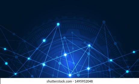 Abstract technology background with connecting dots and lines. Global network connection and communication concept.