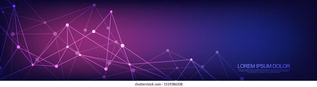 Abstract technology background with connecting dots and lines. Global network connection and communication concept.