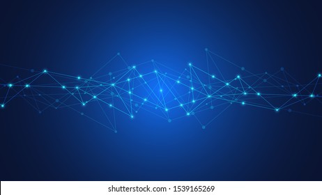 Abstract technology background with connecting dots and lines. Global network connection and communication concept.