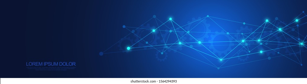 Abstract technology background with connecting dots and lines. Global network connection and communication concept.