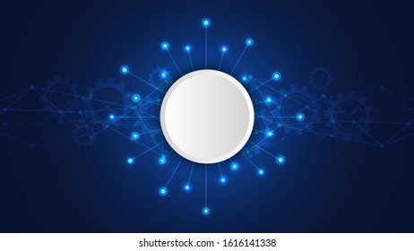 Abstract technology background with connecting dots and lines. Global network connection, digital technology and communication concept.