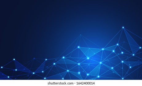 Abstract technology background with connecting dots and lines. Global network connection, digital technology and communication concept.