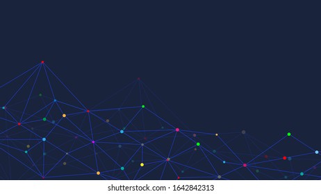 Abstract technology background with connecting dots and lines. Global network connection, digital technology and communication concept.