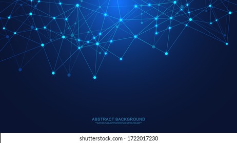 Abstract technology background with connecting dots and lines. Global network connection, digital technology and communication concept.