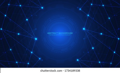 Abstract technology background with connecting dots and lines. Global network connection, digital technology and communication concept.
