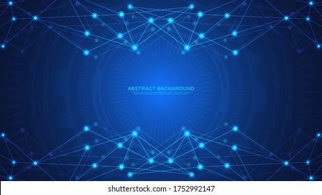 Abstract technology background with connecting dots and lines. Global network connection, digital technology and communication concept.