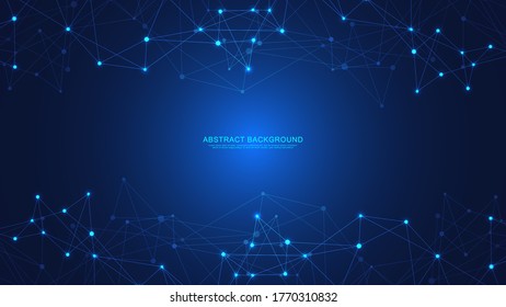Resumen del fondo de la tecnología con puntos de conexión y líneas. Conexión de red global, tecnología digital y concepto de comunicación.