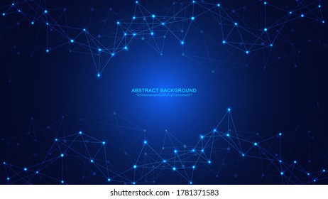 Abstract technology background with connecting dots and lines. Global network connection, digital technology and communication concept.